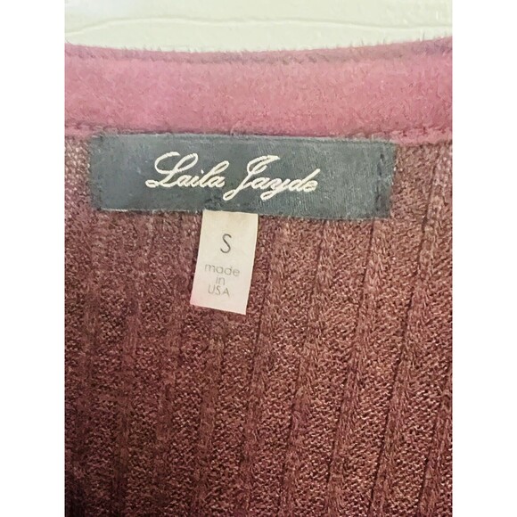 Laila Jayde Women Blue Long Sleeve Henley Small Maroon 3 button - Picture 5 of 5